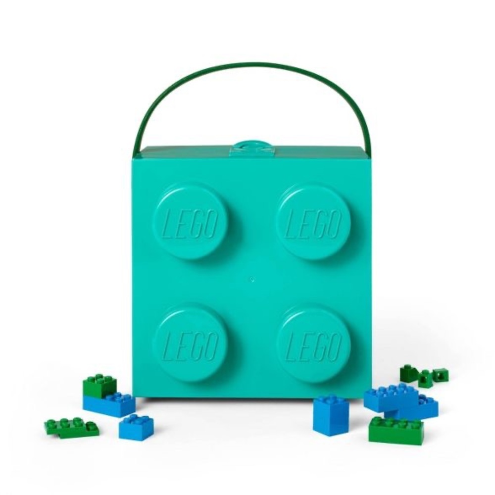LEGO Brick Storage Box Clutch / Purse with Contrast Handle Teal/Green nwt - Picture 3 of 3